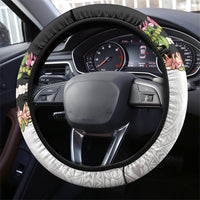 Hawaii Mokihana Mix Pikake Leis Mahalo 'Olelo Steering Wheel Cover White Tapa LT7 - Polynesian Pride