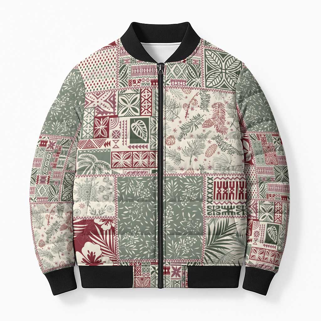 Aloha Hawaii Pastel Christmas Patchwork Bomber Puffer Jacket Classic Style LT7 Unisex Pastel Green - Polynesian Pride