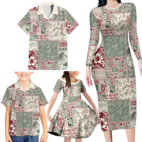 Aloha Hawaii Pastel Christmas Patchwork Family Matching Long Sleeve Bodycon Dress and Hawaiian Shirt Classic Style LT7 - Polynesian Pride