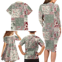 Aloha Hawaii Pastel Christmas Patchwork Family Matching Long Sleeve Bodycon Dress and Hawaiian Shirt Classic Style LT7 - Polynesian Pride