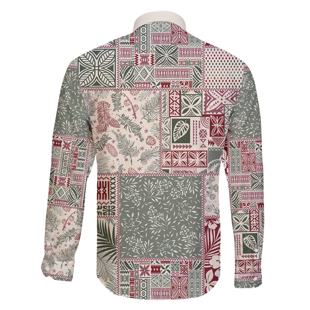 Aloha Hawaii Pastel Christmas Patchwork Family Matching Long Sleeve Bodycon Dress and Hawaiian Shirt Classic Style LT7 - Polynesian Pride