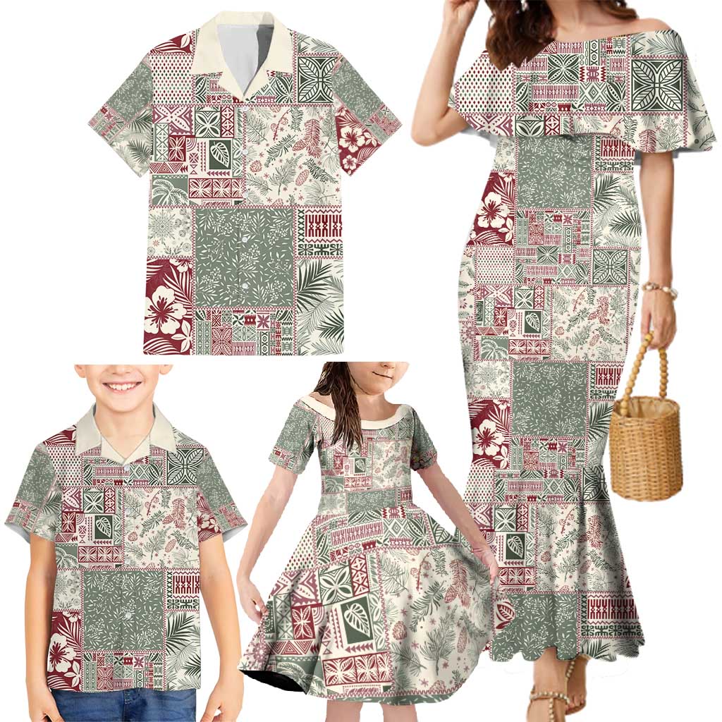 Aloha Hawaii Pastel Christmas Patchwork Family Matching Mermaid Dress and Hawaiian Shirt Classic Style LT7 - Polynesian Pride