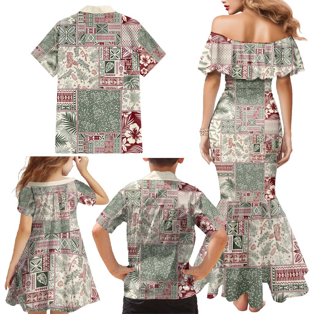 Aloha Hawaii Pastel Christmas Patchwork Family Matching Mermaid Dress and Hawaiian Shirt Classic Style LT7 - Polynesian Pride