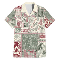 Aloha Hawaii Pastel Christmas Patchwork Family Matching Mermaid Dress and Hawaiian Shirt Classic Style LT7 Dad's Shirt - Short Sleeve Pastel Green - Polynesian Pride
