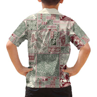 Aloha Hawaii Pastel Christmas Patchwork Family Matching Off The Shoulder Long Sleeve Dress and Hawaiian Shirt Classic Style LT7 - Polynesian Pride