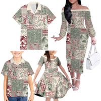 Aloha Hawaii Pastel Christmas Patchwork Family Matching Off The Shoulder Long Sleeve Dress and Hawaiian Shirt Classic Style LT7 - Polynesian Pride