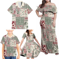 Aloha Hawaii Pastel Christmas Patchwork Family Matching Off Shoulder Maxi Dress and Hawaiian Shirt Classic Style LT7 - Polynesian Pride