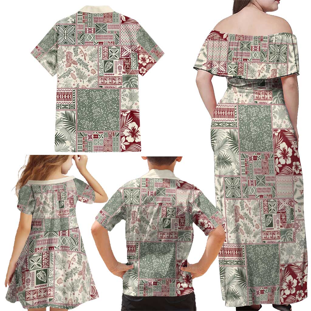 Aloha Hawaii Pastel Christmas Patchwork Family Matching Off Shoulder Maxi Dress and Hawaiian Shirt Classic Style LT7 - Polynesian Pride