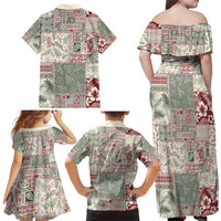 Aloha Hawaii Pastel Christmas Patchwork Family Matching Off Shoulder Maxi Dress and Hawaiian Shirt Classic Style LT7 - Polynesian Pride