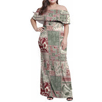 Aloha Hawaii Pastel Christmas Patchwork Family Matching Off Shoulder Maxi Dress and Hawaiian Shirt Classic Style LT7 Mom's Dress Pastel Green - Polynesian Pride