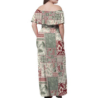 Aloha Hawaii Pastel Christmas Patchwork Family Matching Off Shoulder Maxi Dress and Hawaiian Shirt Classic Style LT7 - Polynesian Pride