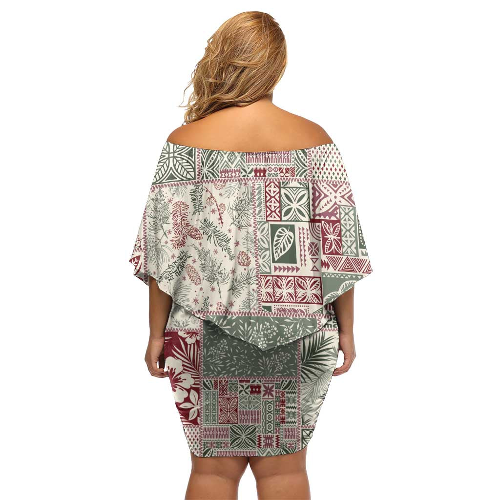 Aloha Hawaii Pastel Christmas Patchwork Family Matching Off Shoulder Short Dress and Hawaiian Shirt Classic Style LT7 - Polynesian Pride