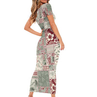 Aloha Hawaii Pastel Christmas Patchwork Family Matching Short Sleeve Bodycon Dress and Hawaiian Shirt Classic Style LT7 - Polynesian Pride