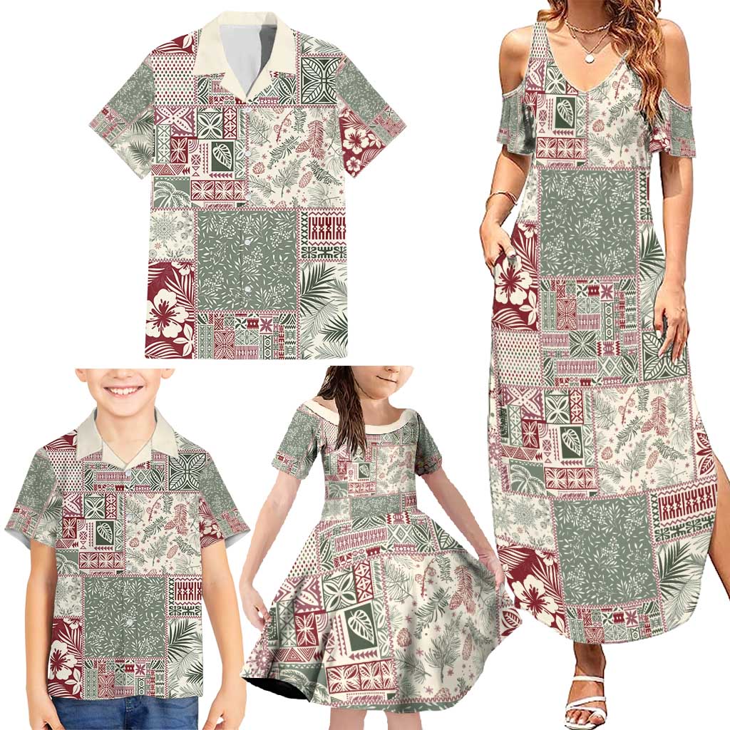 Aloha Hawaii Pastel Christmas Patchwork Family Matching Summer Maxi Dress and Hawaiian Shirt Classic Style LT7 - Polynesian Pride