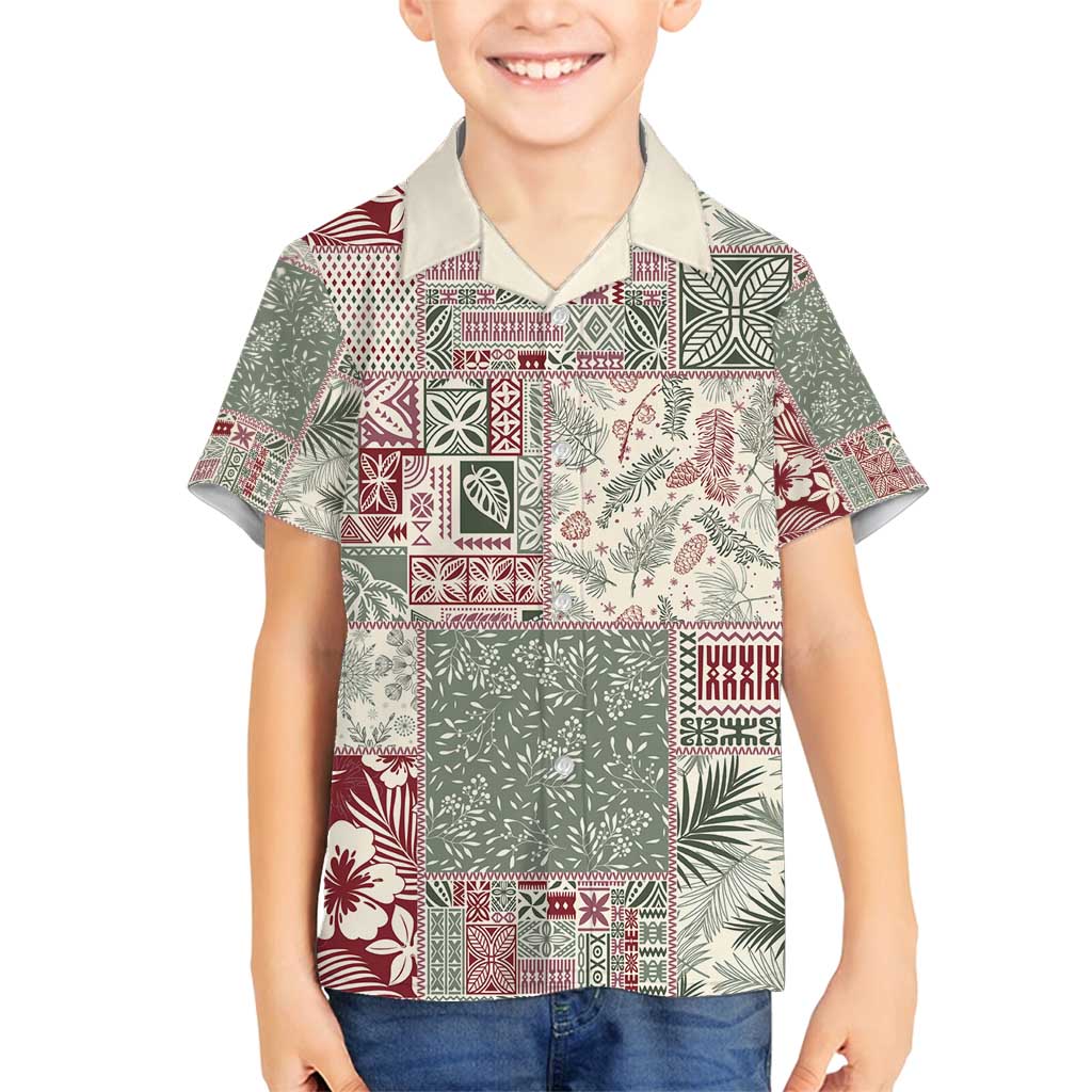 Aloha Hawaii Pastel Christmas Patchwork Family Matching Summer Maxi Dress and Hawaiian Shirt Classic Style LT7 Son's Shirt Pastel Green - Polynesian Pride