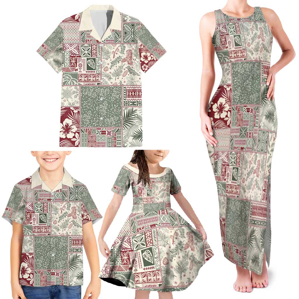 Aloha Hawaii Pastel Christmas Patchwork Family Matching Tank Maxi Dress and Hawaiian Shirt Classic Style LT7 - Polynesian Pride