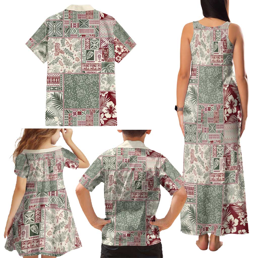 Aloha Hawaii Pastel Christmas Patchwork Family Matching Tank Maxi Dress and Hawaiian Shirt Classic Style LT7 - Polynesian Pride