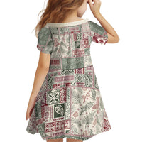 Aloha Hawaii Pastel Christmas Patchwork Kid Short Sleeve Dress Classic Style LT7 - Polynesian Pride