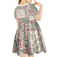Aloha Hawaii Pastel Christmas Patchwork Kid Short Sleeve Dress Classic Style LT7 - Polynesian Pride