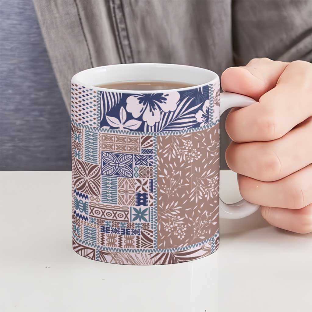 Aloha Hawaii Pastel Christmas Patchwork Ceramic Mug Rustic Style - Polynesian Pride