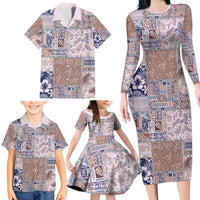 Aloha Hawaii Pastel Christmas Patchwork Family Matching Long Sleeve Bodycon Dress and Hawaiian Shirt Rustic Style LT7 - Polynesian Pride