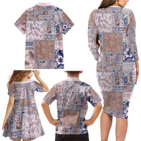 Aloha Hawaii Pastel Christmas Patchwork Family Matching Long Sleeve Bodycon Dress and Hawaiian Shirt Rustic Style LT7 - Polynesian Pride