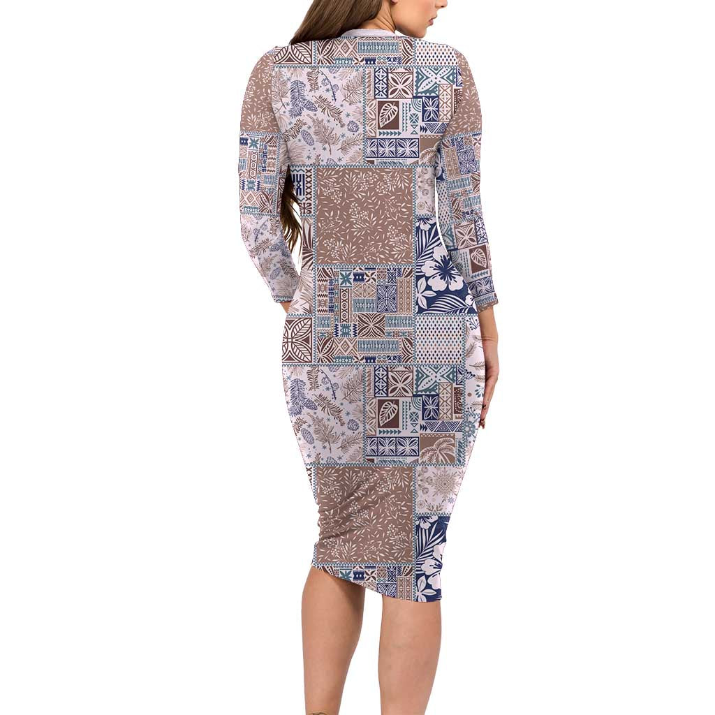 Aloha Hawaii Pastel Christmas Patchwork Family Matching Long Sleeve Bodycon Dress and Hawaiian Shirt Rustic Style LT7 - Polynesian Pride