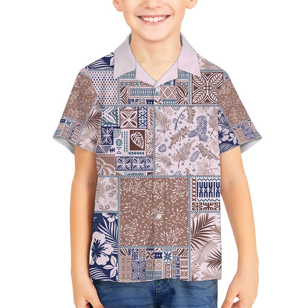 Aloha Hawaii Pastel Christmas Patchwork Family Matching Long Sleeve Bodycon Dress and Hawaiian Shirt Rustic Style LT7 Son's Shirt Beige - Polynesian Pride