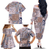Aloha Hawaii Pastel Christmas Patchwork Family Matching Off The Shoulder Long Sleeve Dress and Hawaiian Shirt Rustic Style LT7 - Polynesian Pride
