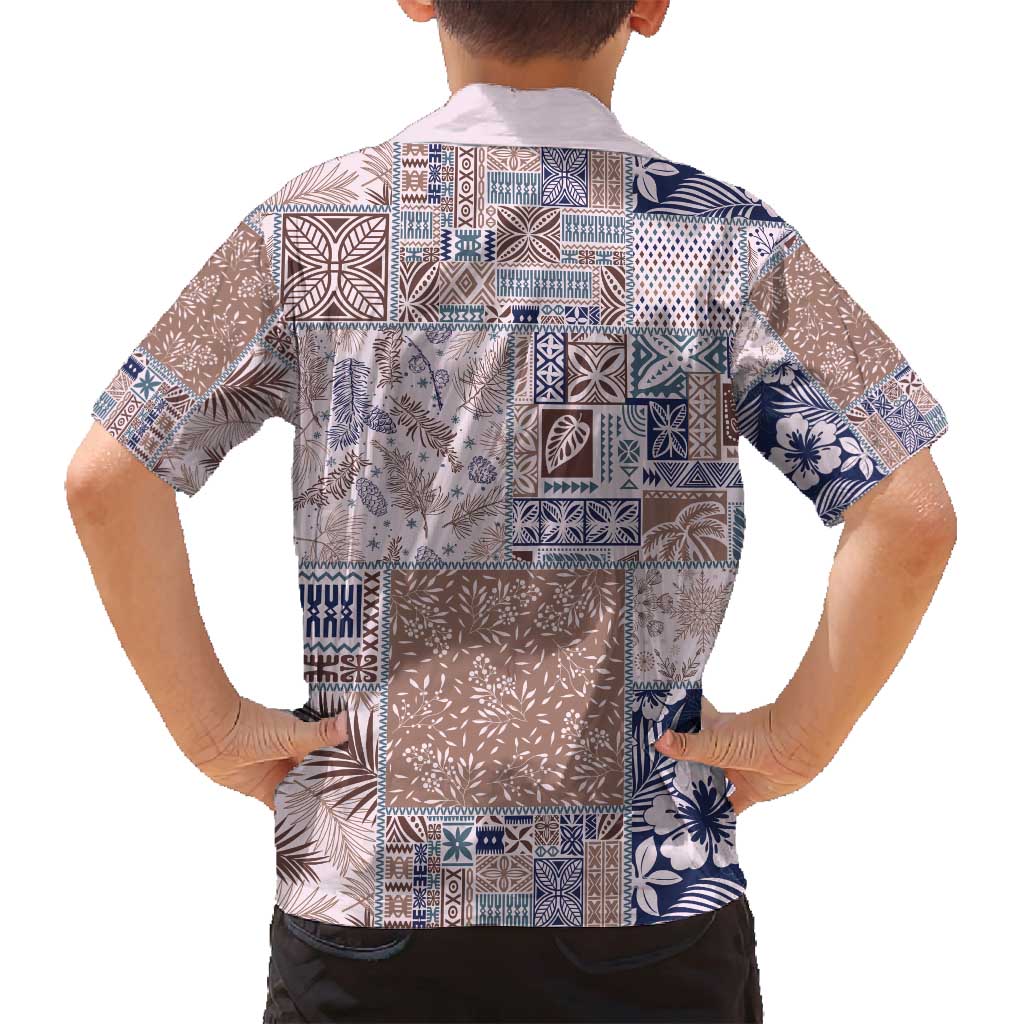 Aloha Hawaii Pastel Christmas Patchwork Family Matching Off Shoulder Maxi Dress and Hawaiian Shirt Rustic Style - Polynesian Pride