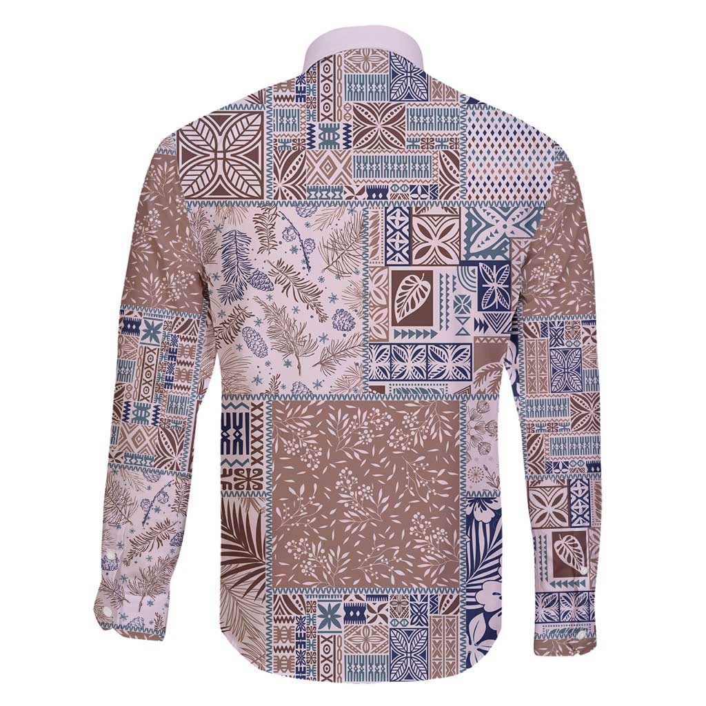 Aloha Hawaii Pastel Christmas Patchwork Family Matching Off Shoulder Maxi Dress and Hawaiian Shirt Rustic Style - Polynesian Pride