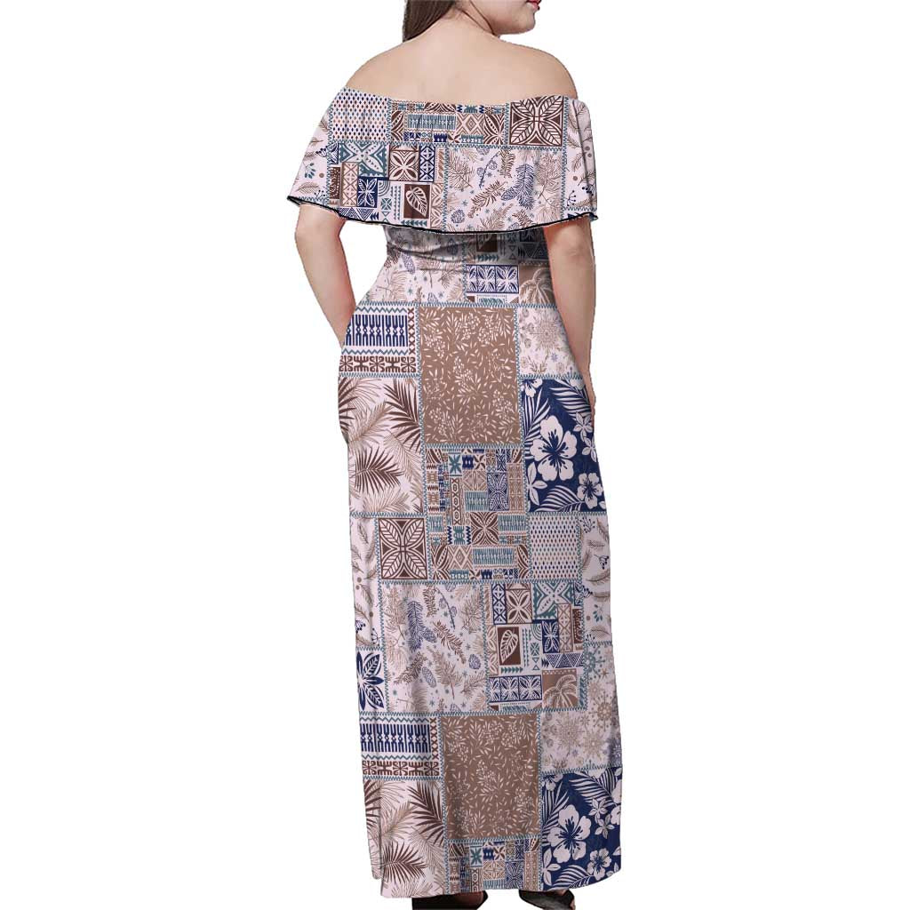 Aloha Hawaii Pastel Christmas Patchwork Family Matching Off Shoulder Maxi Dress and Hawaiian Shirt Rustic Style - Polynesian Pride
