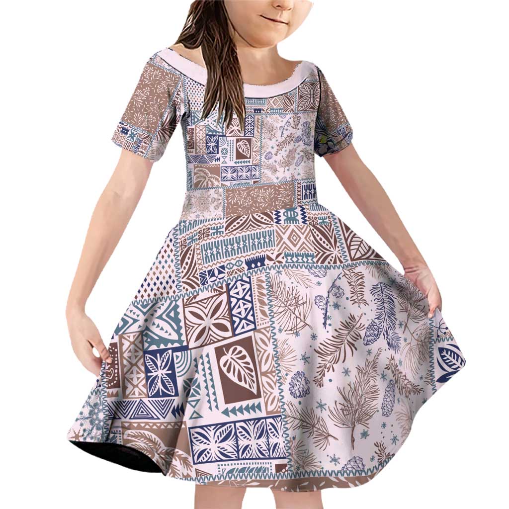 Aloha Hawaii Pastel Christmas Patchwork Family Matching Off Shoulder Short Dress and Hawaiian Shirt Rustic Style - Polynesian Pride