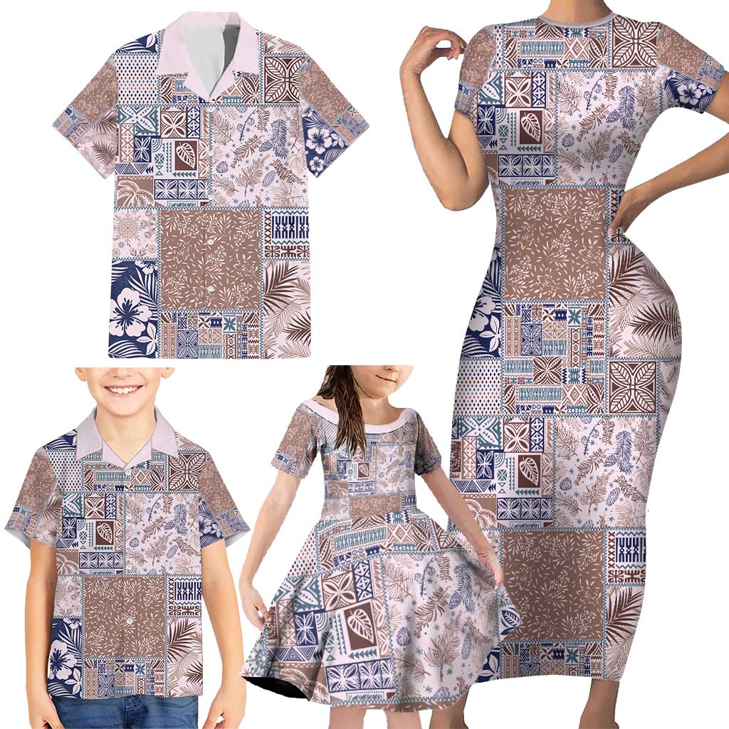 Aloha Hawaii Pastel Christmas Patchwork Family Matching Short Sleeve Bodycon Dress and Hawaiian Shirt Rustic Style LT7 - Polynesian Pride