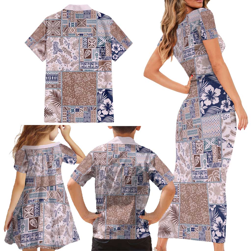 Aloha Hawaii Pastel Christmas Patchwork Family Matching Short Sleeve Bodycon Dress and Hawaiian Shirt Rustic Style LT7 - Polynesian Pride