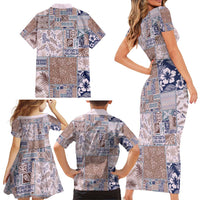 Aloha Hawaii Pastel Christmas Patchwork Family Matching Short Sleeve Bodycon Dress and Hawaiian Shirt Rustic Style LT7 - Polynesian Pride
