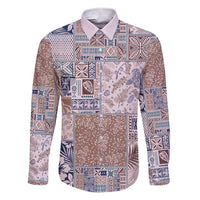 Aloha Hawaii Pastel Christmas Patchwork Family Matching Short Sleeve Bodycon Dress and Hawaiian Shirt Rustic Style LT7 Dad's Shirt - Long Sleeve Beige - Polynesian Pride