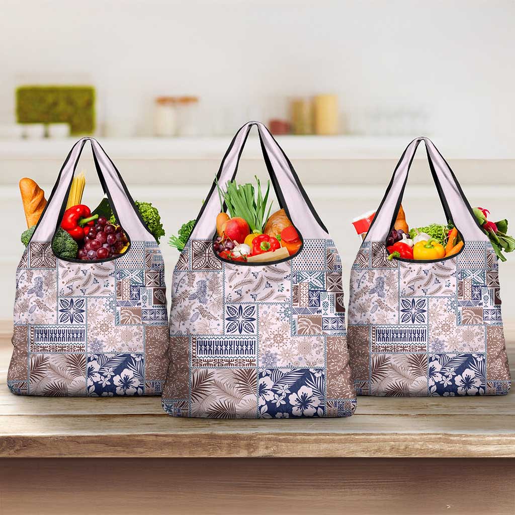 Aloha Hawaii Pastel Christmas Patchwork Grocery Bag Rustic Style - Polynesian Pride
