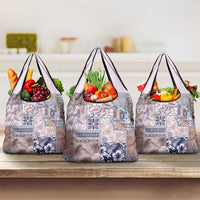 Aloha Hawaii Pastel Christmas Patchwork Grocery Bag Rustic Style - Polynesian Pride