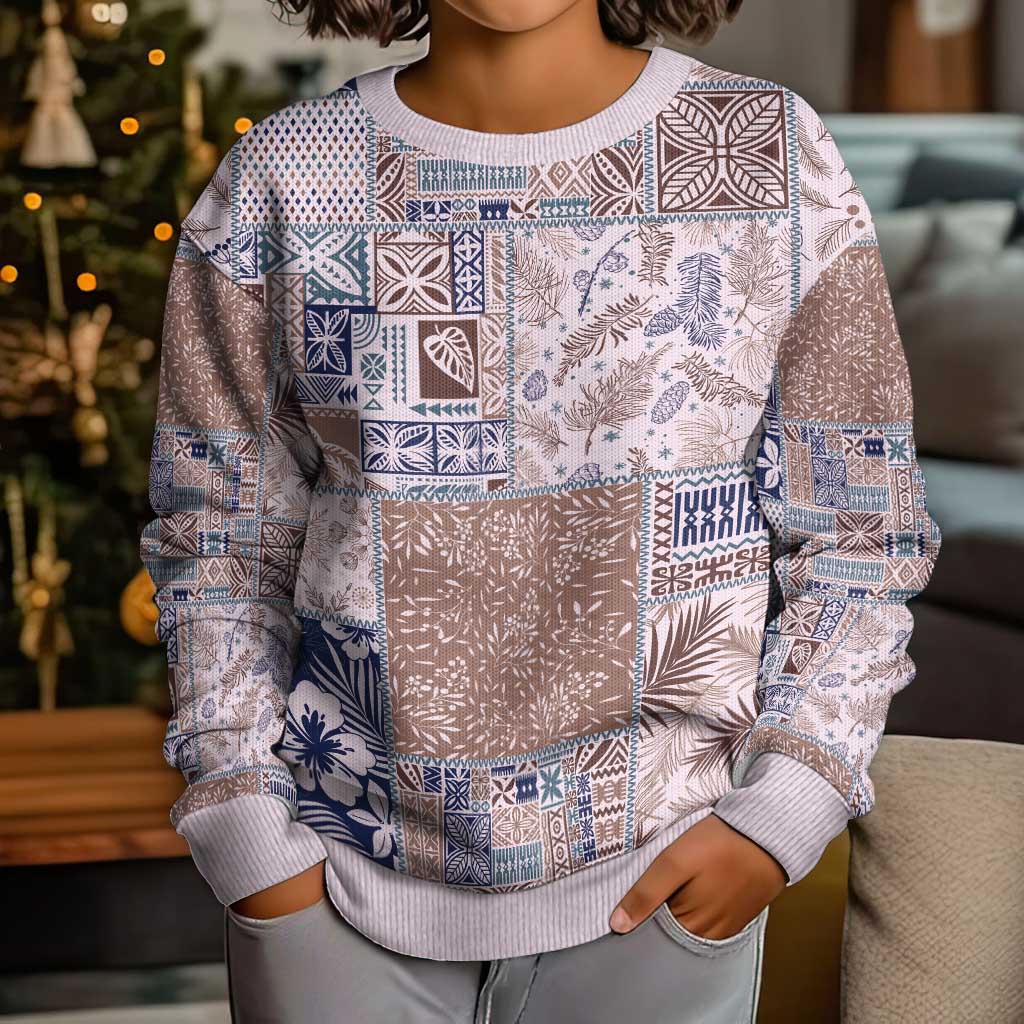 Aloha Hawaii Pastel Christmas Patchwork Kid Ugly Christmas Sweater Rustic Style - Polynesian Pride