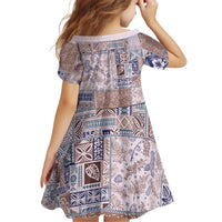 Aloha Hawaii Pastel Christmas Patchwork Kid Short Sleeve Dress Rustic Style LT7 - Polynesian Pride
