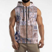 Aloha Hawaii Pastel Christmas Patchwork Sleeveless Zip Hoodie Rustic Style LT7