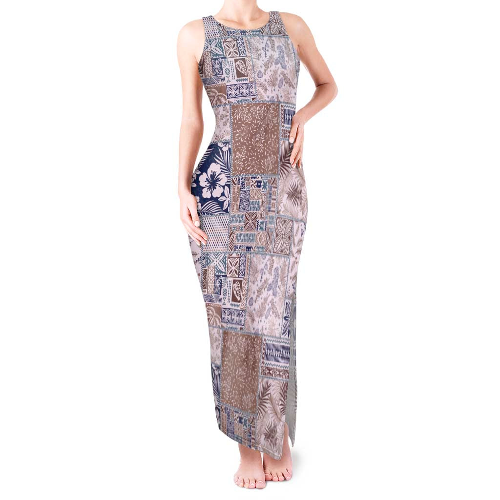 Aloha Hawaii Pastel Christmas Patchwork Tank Maxi Dress Rustic Style - Polynesian Pride