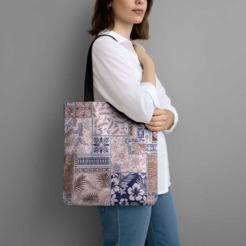 Aloha Hawaii Pastel Christmas Patchwork Tote Bag Rustic Style - Polynesian Pride