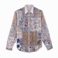 Aloha Hawaii Pastel Christmas Patchwork Women Casual Shirt Rustic Style - Polynesian Pride