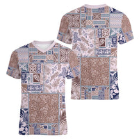 Aloha Hawaii Pastel Christmas Patchwork Women V-Neck T-Shirt Rustic Style LT7 - Polynesian Pride
