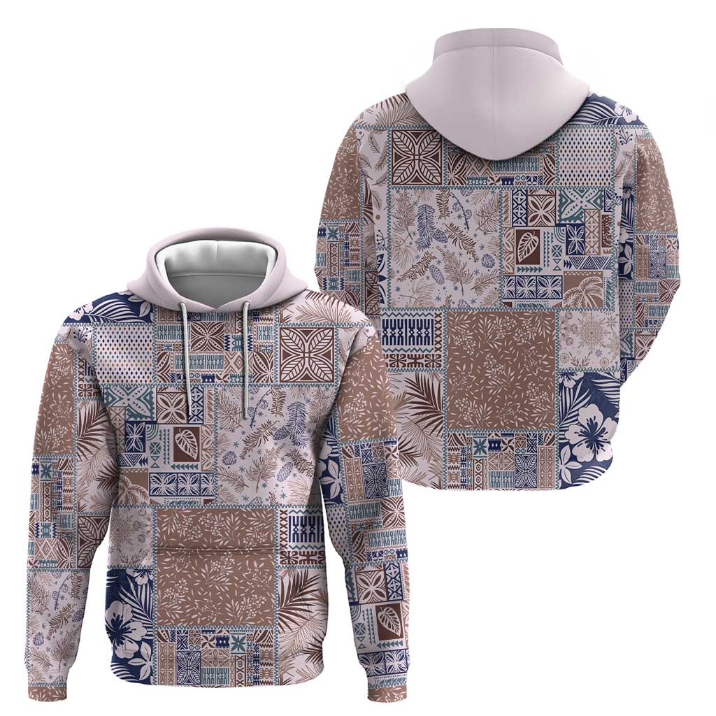 Aloha Hawaii Pastel Christmas Patchwork Zip Hoodie Rustic Style - Polynesian Pride