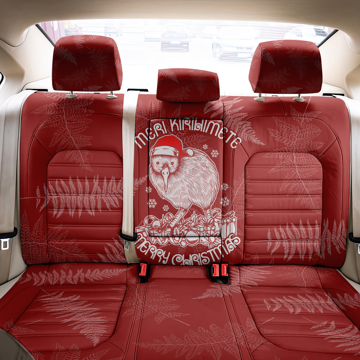 New Zealand Christmas Back Car Seat Cover Silver Fern Mix Kiwi Bird Ver01 LT7 - Polynesian Pride