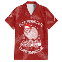 New Zealand Christmas Family Matching Off Shoulder Short Dress and Hawaiian Shirt Silver Fern Mix Kiwi Bird Ver01 LT7 Dad's Shirt - Short Sleeve Red - Polynesian Pride
