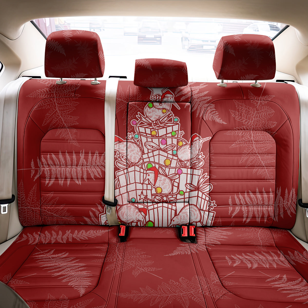 New Zealand Christmas Back Car Seat Cover Silver Fern Mix Kiwi Bird Ver02 LT7 - Polynesian Pride